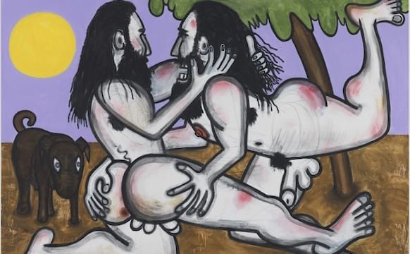 Carroll Dunham’s Erotic Paintings of Male Nudes at Blum & Poe