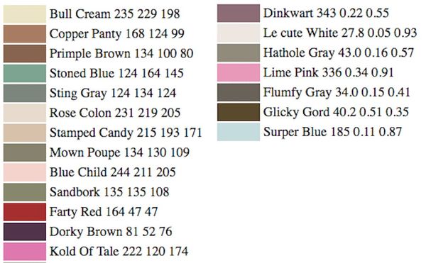 From Farty Red to Le Cute White, an Algorithm Generates Absurd Color Names