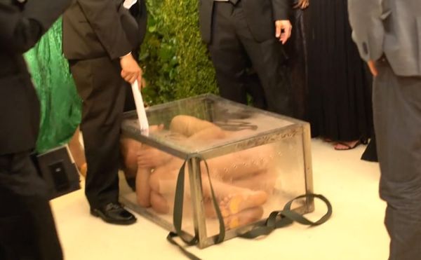 Russian Artist Arrives Nude in Glass Box at Met Gala, Gets Arrested