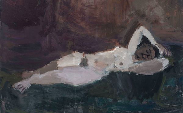 Janice Nowinski, "Reclining Nude" (2017), oil on canvas, 14 x 7 3/4 in (all images courtesy courtesy John Davis Gallery unles