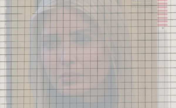 Cindy Hinant, "Celebrity Grid (It’s How He Is)" (2017), magazine page, ink, and mylar, 11 x 8 1/2 in (courtesy of the artist