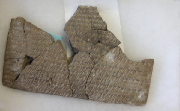 A tablet from the Persepolis Collection on Matthew Stopler's desk at the Oriental Institute at the University of Chicago