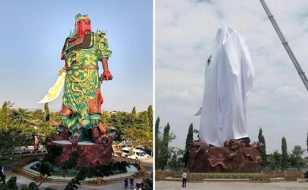 Religious Extremists Pressure Indonesian Temple to Cover Giant Statue of a God