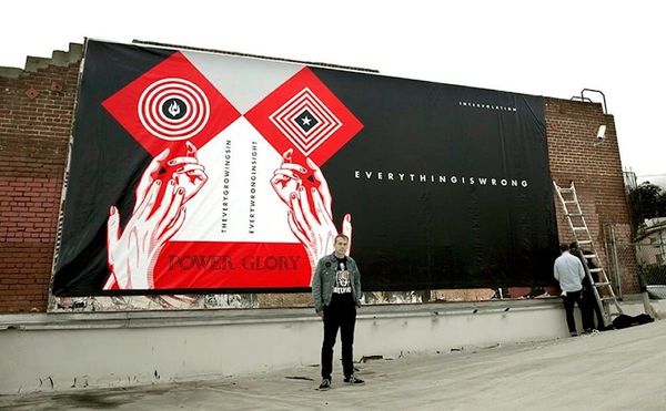 Shepard Fairey billboard in Los Angeles in 2015 (via obeygiant.com)