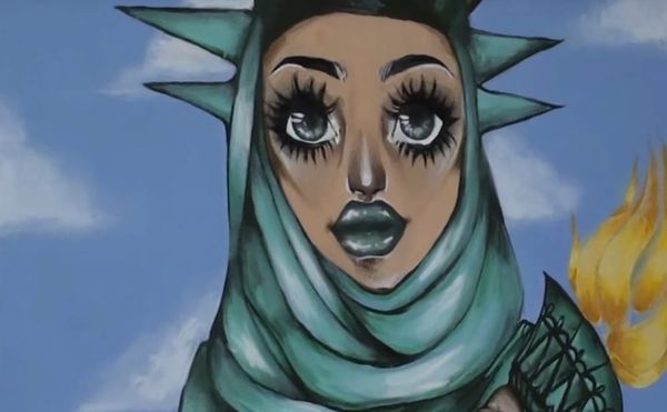 Detail of a painting in the office of Congressman J. Luis Correa (screenshot via YouTube)