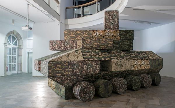 Andreas Angelidakis, "Polemos" (2017), foam and vinyl seating modules, installation view at the Fridericianum, Kassel, for do