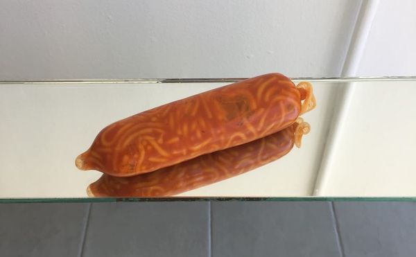 Detail of Puppies Puppies, “Spaghetti and Condoms” (2015)