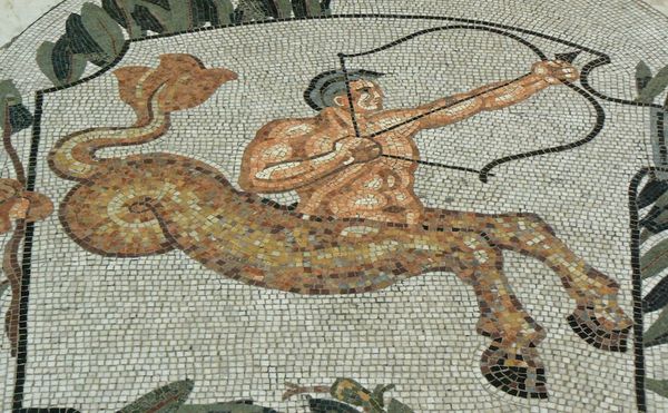 A sagittarius mosaic at the Galleria Umberto I in Naples (photo by Pascal Radigue, via Wikimedia Commons)
