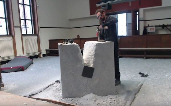 An Artist Is Rescued After Chaining Himself to a Marble Block for 19 Days