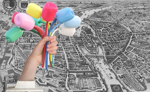 Where in Paris will Jeff Koons's "Bouquet of Tulips" (2016) end up? (illustration by the author, historical map of Paris via