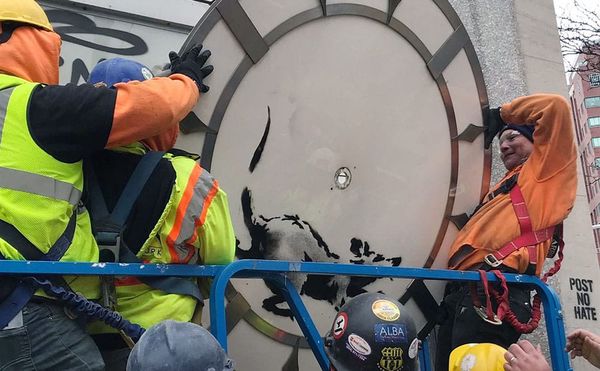 Banksy's 14th Street Rat Already Taken Down by Building Owners