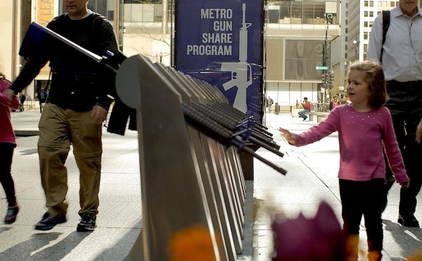 The "Metro Gun Share Program" station in Daley Plaza, Chicago