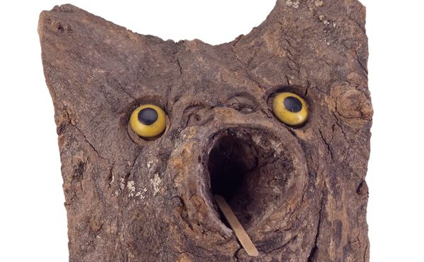 Jesse Aaron, "Untitled" (early 1970s), wood, popsicle stick, doll’s eyes, Virginia Museum of Fine Arts; Adolph D. and Wilkins