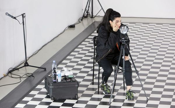 Alexandra Bachzetsis, "PRIVATE: Wear a mask when you talk to me" (2016), at Kunstverein Hannover (photo © China Hopson)