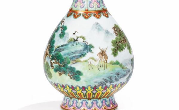 The "Yangcai Crane-and-Deer Ruyi Vase" (18th century) sold at Soteby's Paris on June 12 for €16,182,800 (~$18.8 million) (ima