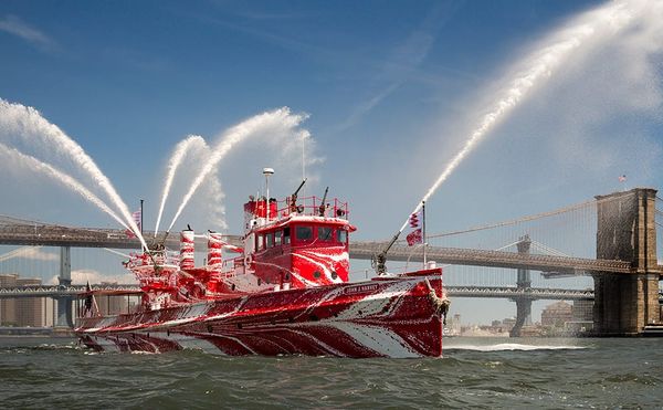 Dazzling WWI Camouflage Public Art Project Transforms a Historic New York Fireboat