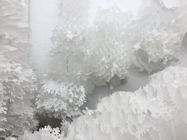 Cry Joy Park Investigates Utopia and Dystopia with Cut Paper Flowers and Ink-On-Glass Paintings