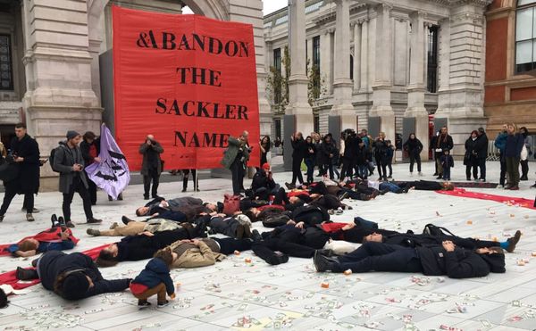 In Its First UK Action, PAIN Sackler Holds "Die-in" at the V&A