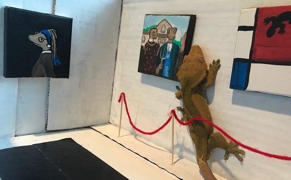 Woman Creates an Art Gallery for Her Lizard With “American Gecko” and “The Birth of Gecko”