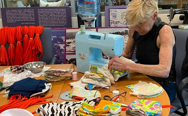 AIDS Memorial Quilt Volunteers Repurpose Fabric to Sew Masks for Essential Workers