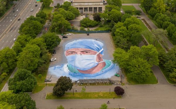 An Artist Is Painting a 20,000-Square-Foot Mural for Healthcare Workers at the Queens Museum