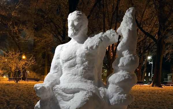 Classical Snow Sculptures Storm Astoria Park