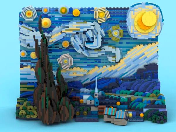 Build Starry Night Entirely Out of LEGOgh Blocks