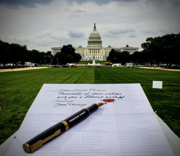 Installation Commemorates Murdered Journalist Jamal Khashoggi on Saudi Crown Prince’s Birthday