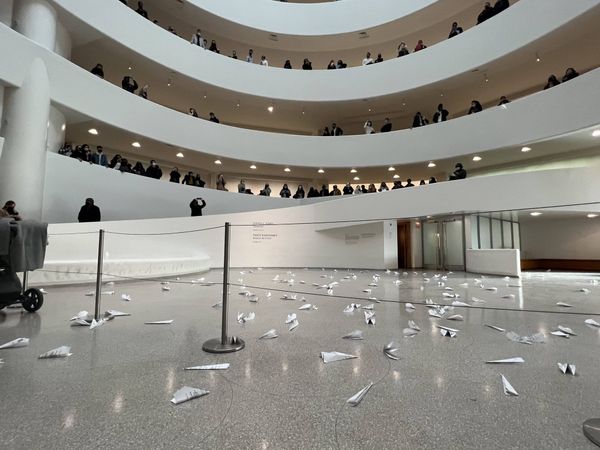 Calling For “No-Fly Zone” Over Ukraine, Artists Launch Hundreds of Paper Planes at Guggenheim Museum