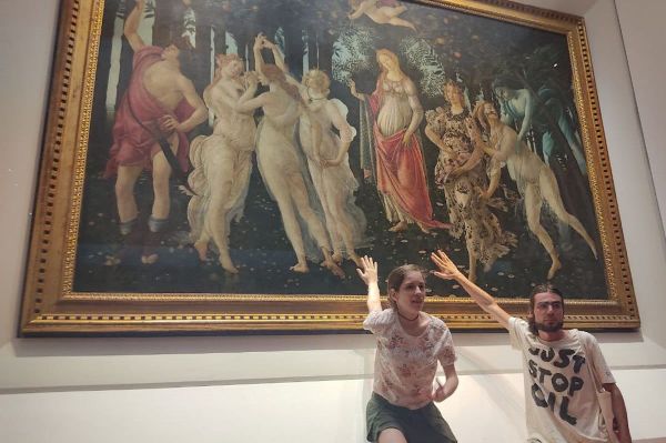 Climate Change Activists Glue Themselves to Priceless Botticelli Painting