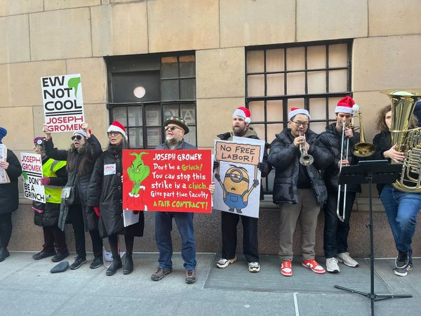 Striking New School Adjuncts Show Up at Trustees' Homes