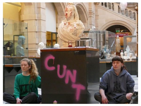 Activists Throw Porridge and Spray-Paint “Cunt” on Queen Victoria Busts