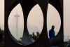 Wildfire smoke obscures the view of the Space Needle and the skyline in a view from Seattle’s Kerry Park.