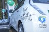 An electric vehicle charges at a state-installed charging station in Mt. Hood, Oregon, just a few hours south of where the