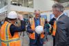 Washington Governor Jay Inslee takes a tour of the Katerra Mass Timber Factory in Spokane Valley, Wash. which  produces the