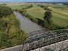 Aerial view of bridge over the Nooksack River in Washington, on August 7, 2019.
