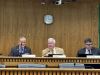 Sen. Sam Hunt presides over a committee hearing on his mandatory voting bill.