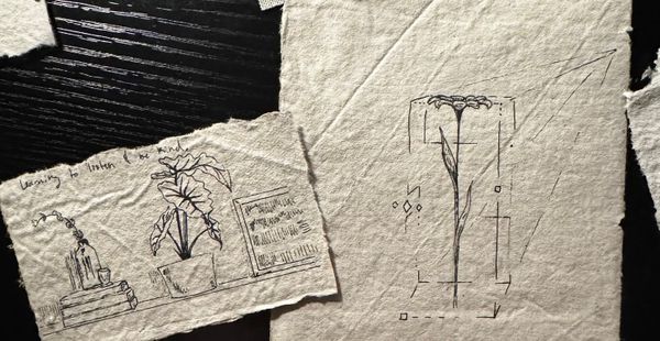 Pen and ink handmade paper botanical sketches.