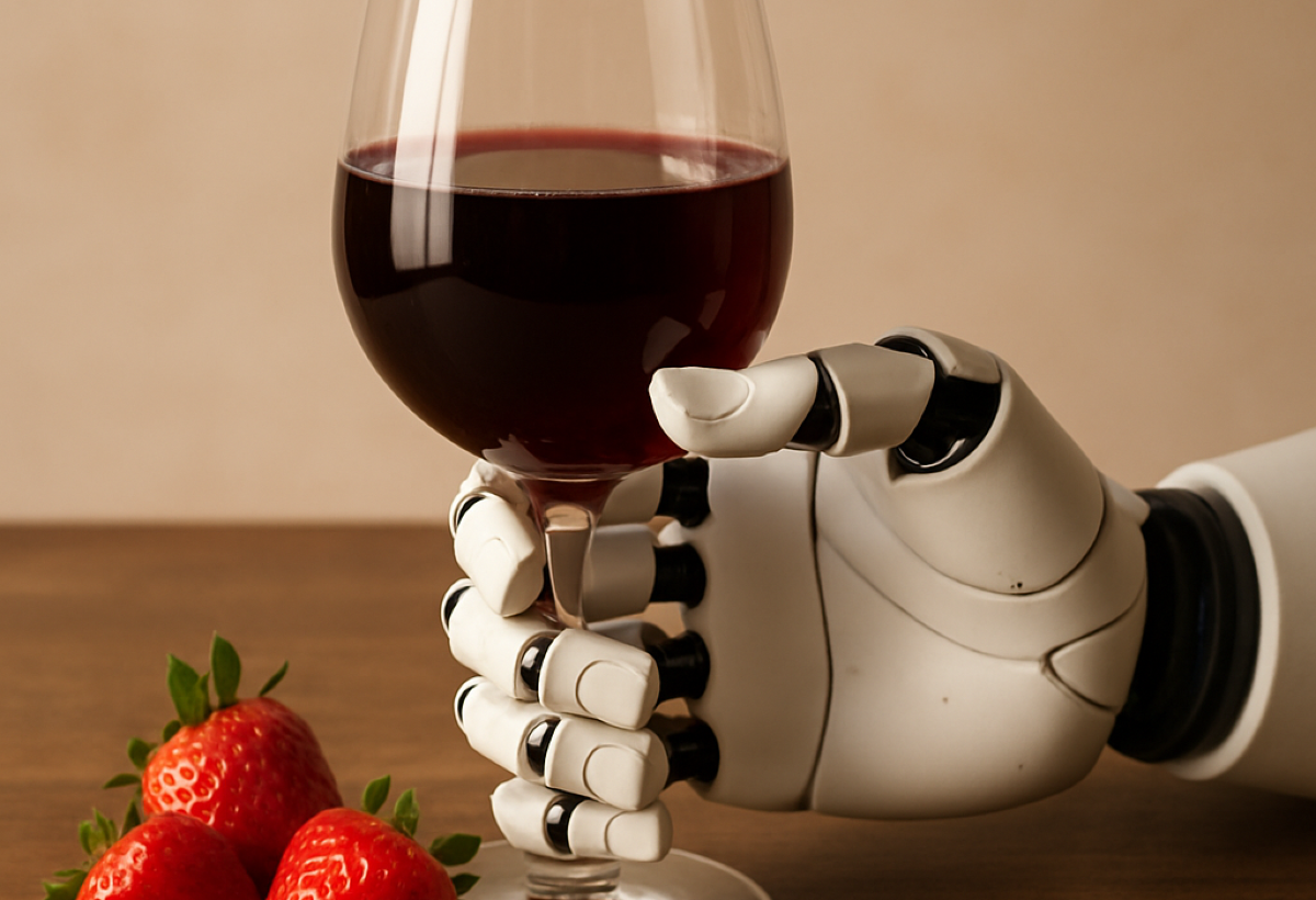 Robot arm holding a wine glass