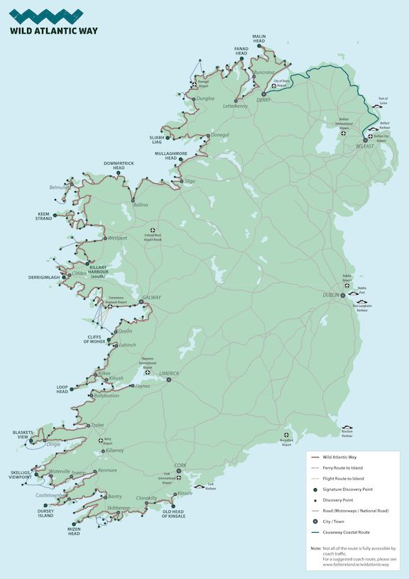 Wild Atlantic Way map travel