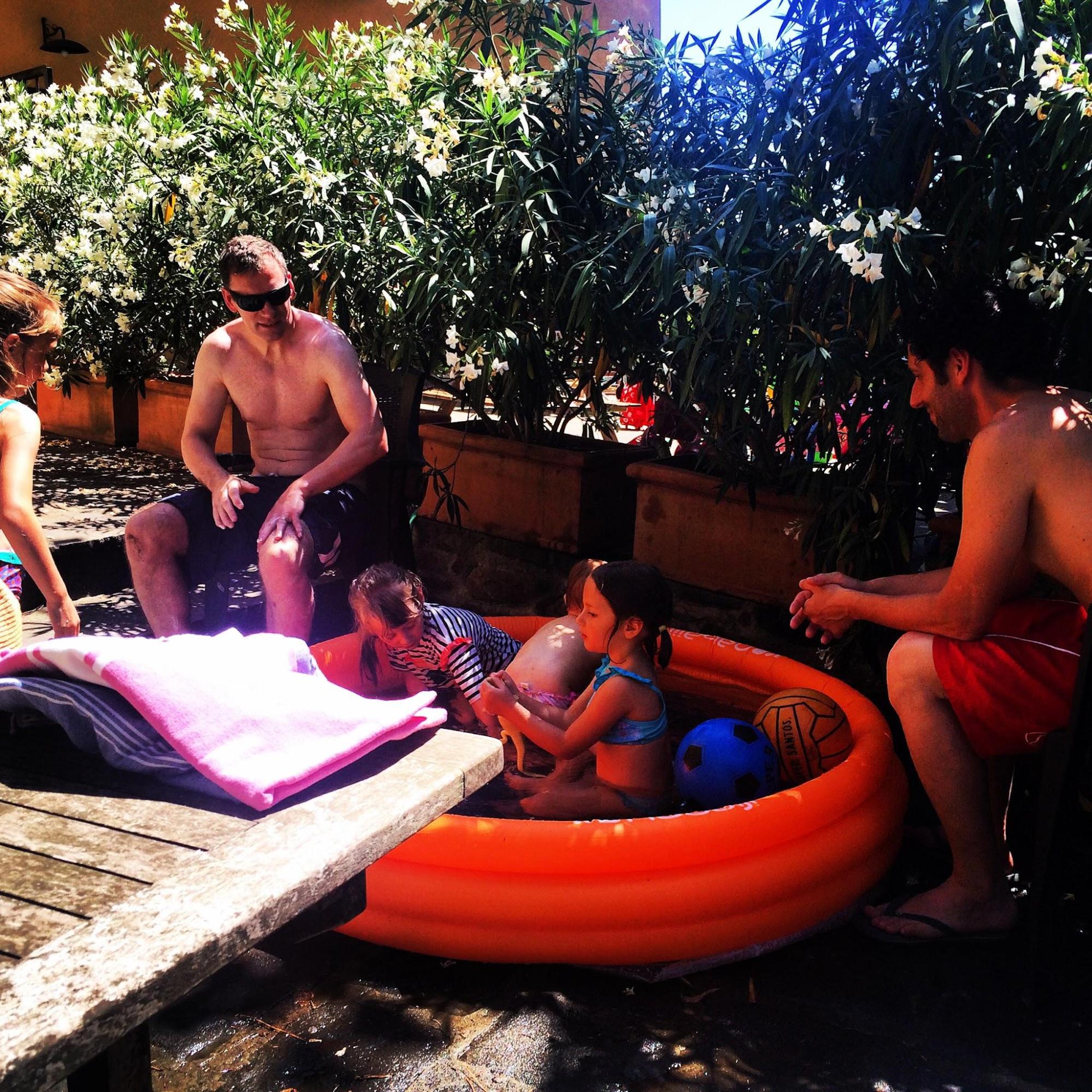 Summer evenings in Tuscany with the kids playing and meeting the neighbors