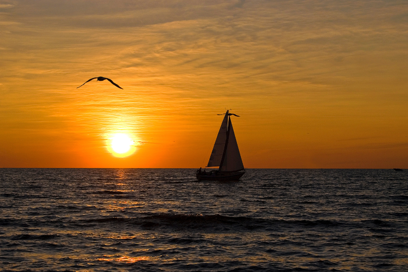july sunset on lake michigan