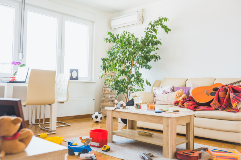 Untidy living-room because of toys