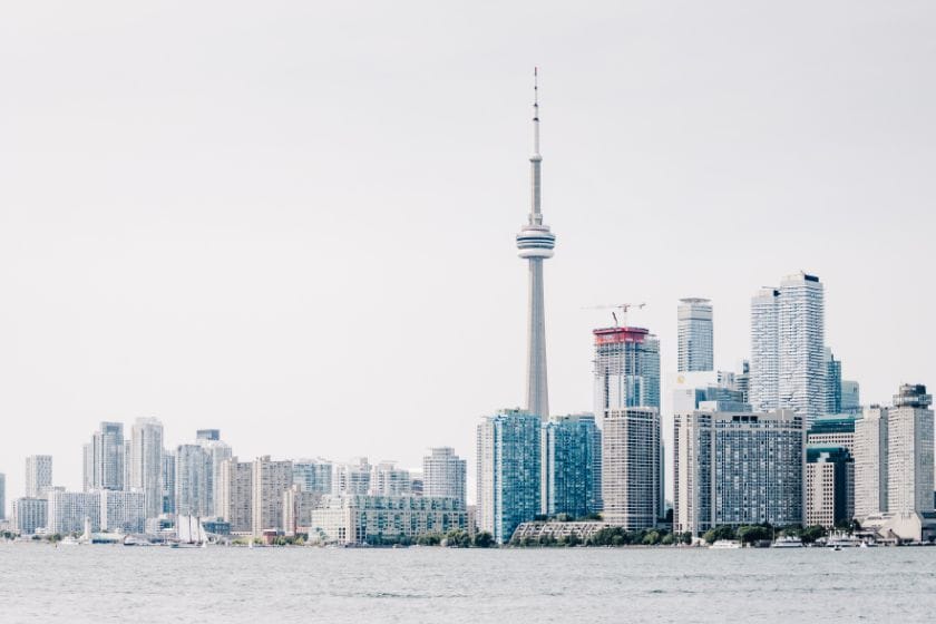 Toronto in winter. View of the city with the CN Tower