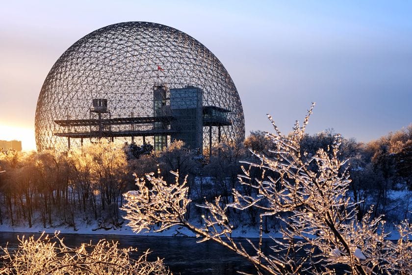 View of the Montreal Biodome in winter. It's the perfect activity for the March break