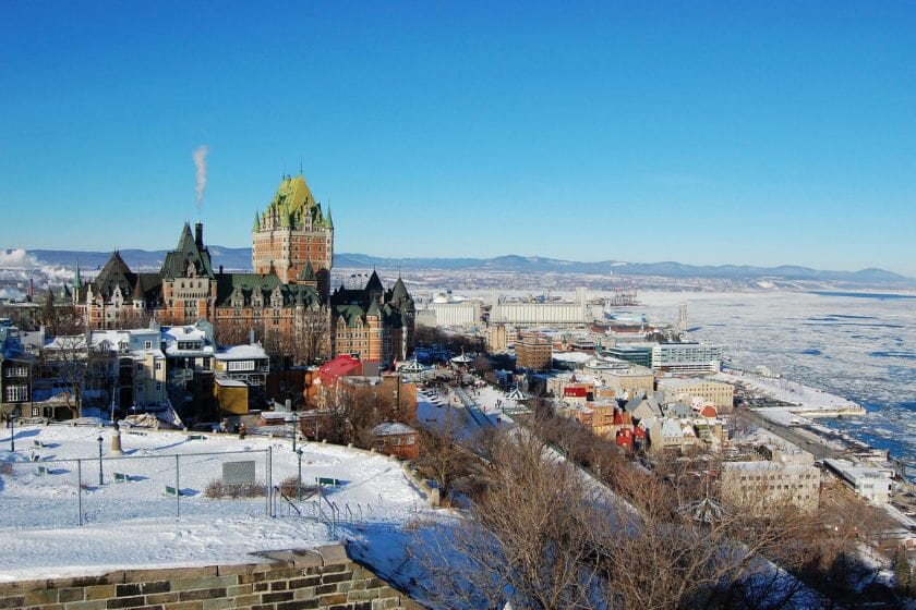 View of Chateau Frontenac in Old Quebec from the Citadel.