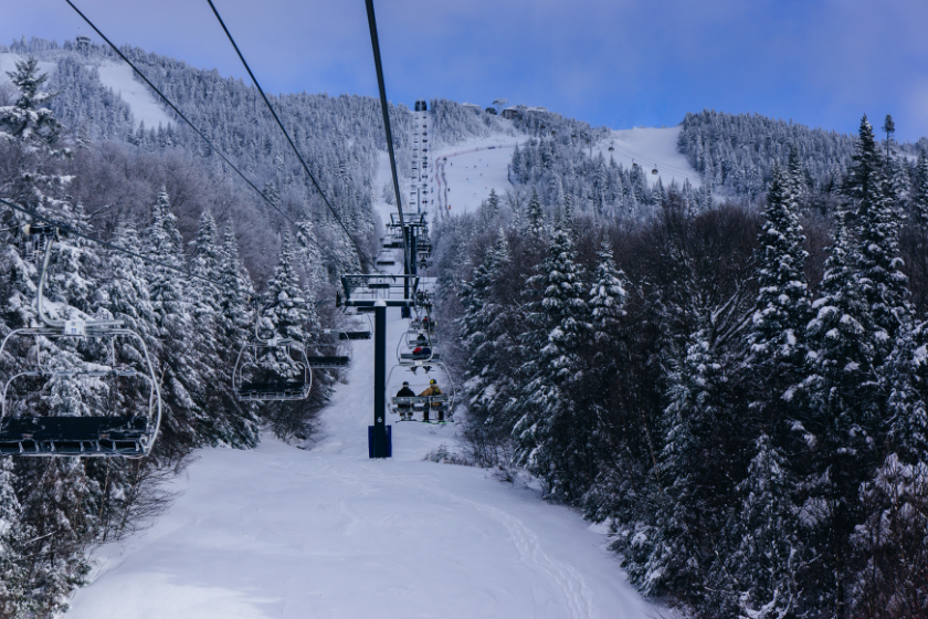 View from the chairlifts at a ski resort in Canada