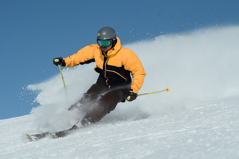 A skilled skiers down the hill