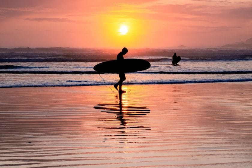 Surfing in Long Beach at Pacific Rim National Park Reserve