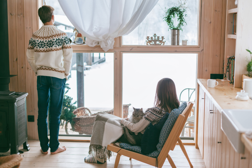 Cozy cabin in the winter can be found on HomeExchange